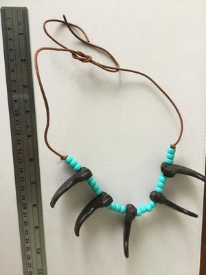 Beautiful vintage statement beaded leather type necklace