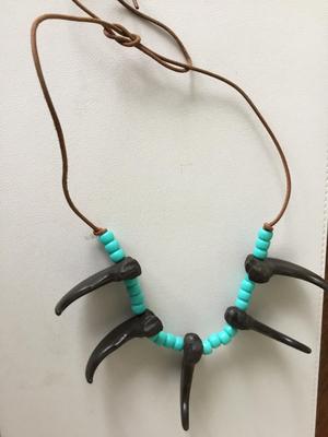 Beautiful vintage statement beaded leather type necklace