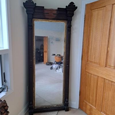 Antique American Eastlake Carved Wood Pier Mirror (PB-SD)