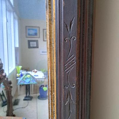 Antique American Eastlake Carved Wood Pier Mirror (PB-SD)
