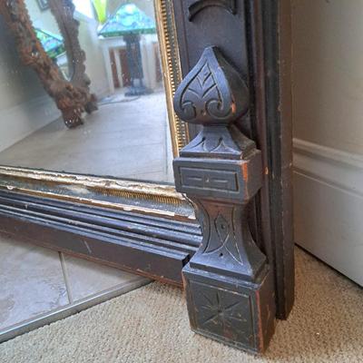 Antique American Eastlake Carved Wood Pier Mirror (PB-SD)