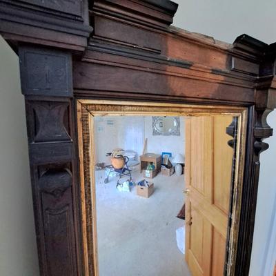 Antique American Eastlake Carved Wood Pier Mirror (PB-SD)