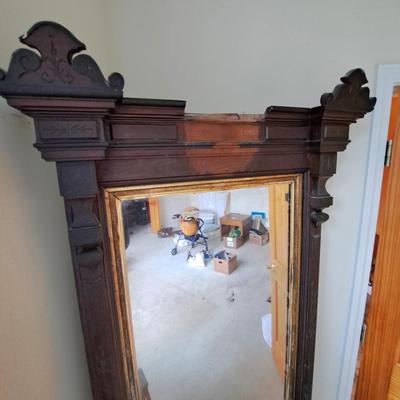 Antique American Eastlake Carved Wood Pier Mirror (PB-SD)