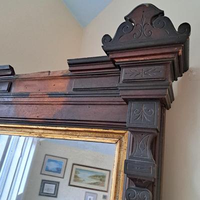 Antique American Eastlake Carved Wood Pier Mirror (PB-SD)