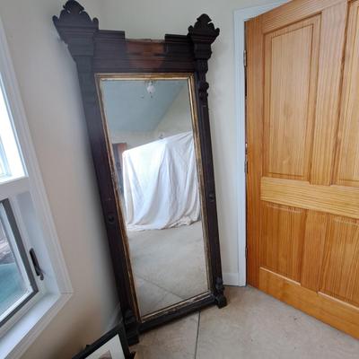 Antique American Eastlake Carved Wood Pier Mirror (PB-SD)