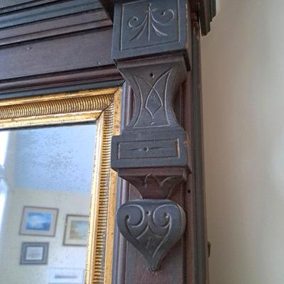 Antique American Eastlake Carved Wood Pier Mirror (PB-SD)