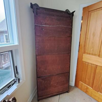 Antique American Eastlake Carved Wood Pier Mirror (PB-SD)
