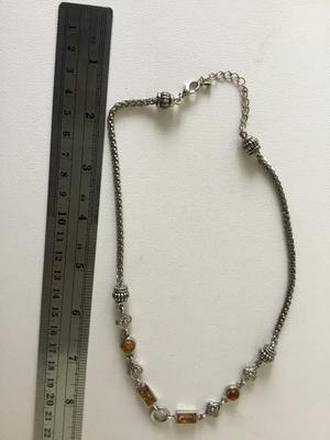 Beautiful silver tone orange fashion necklace