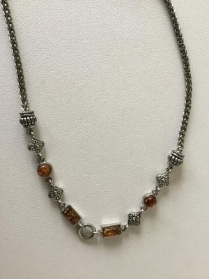 Beautiful silver tone orange fashion necklace