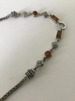 Beautiful silver tone orange fashion necklace