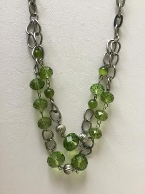 Beautiful 2 layer green beaded fashion necklace