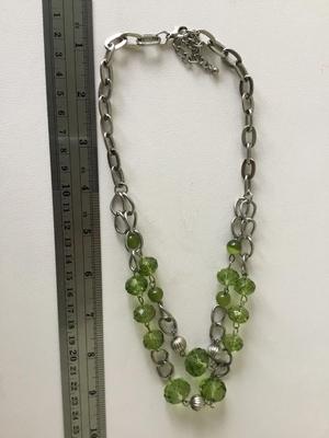 Beautiful 2 layer green beaded fashion necklace