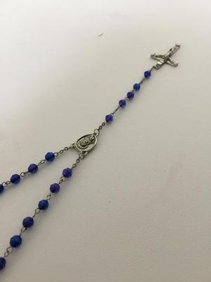Beautiful blue long beaded rosary