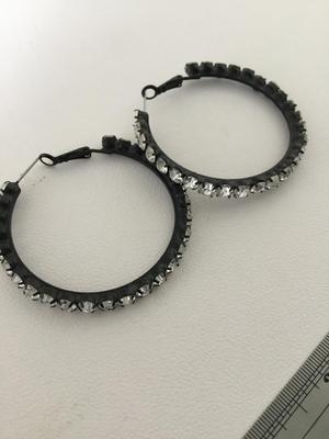 Beautiful black rhinestone hoop earrings