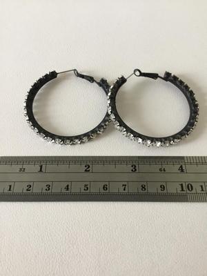 Beautiful black rhinestone hoop earrings