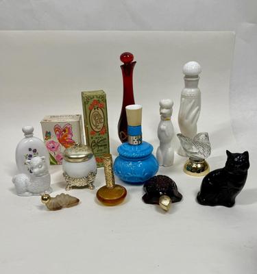 Avon Perfume Bottle Lot - turtle cat catapiller lamb parakeet Poodle and more