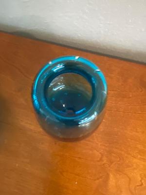 PEWTER PICTURE FRAME, AND PRETTY BLUE VASES