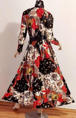 Vtg 60s Leisure Lady Novelty Hostess Maxi Dress