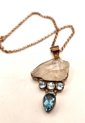 Lot #189 Blue Topaz, Mother of Pearl Sterling Silver necklace