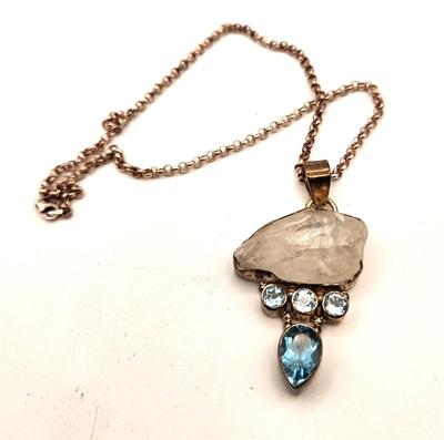 Lot #189 Blue Topaz, Mother of Pearl Sterling Silver necklace