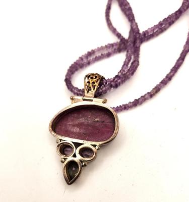 Lot #190 Three-strand Amethyst Cabochon and Faceted Necklace