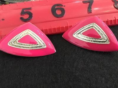 Vintage Clip on Earrings Hot pink