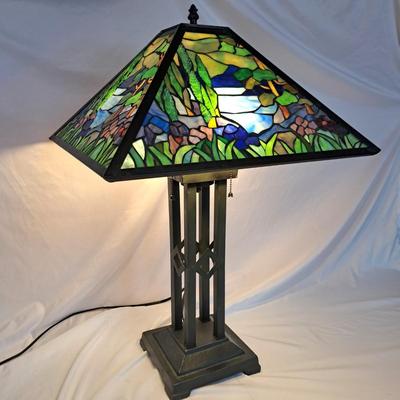 Arts & Crafts-Style Forest Mosaic Table Lamp (PB-SD)