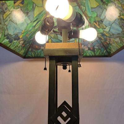 Arts & Crafts-Style Forest Mosaic Table Lamp (PB-SD)