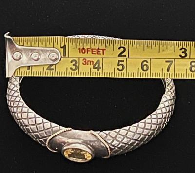 Citrine Stone Bangle Bracelet .925 with 14K Accents