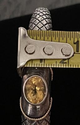 Citrine Stone Bangle Bracelet .925 with 14K Accents