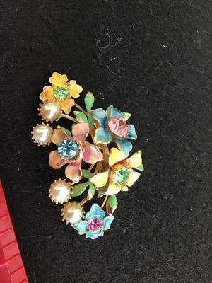 Pastel Rhinestone Vintage Brooch