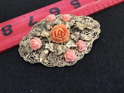 Large Celluloid Rose Brooch