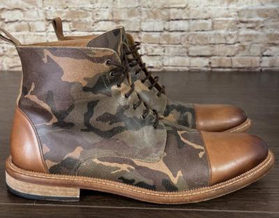 TAFT The Troy Boot Green Camo Leather Lace Chukka Boots Mens Size 46 (12.5) US