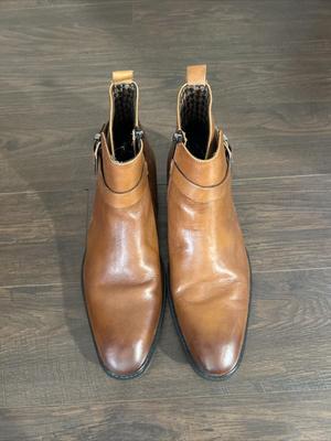 Karl Lagerfeld Paris Men Boots Size 13 Brown Leather Straps Look NEW