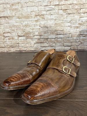 Vero Cuoio Men’s Dress Shoes Leather Double Monk Strap Italy Brown Sz 46 (12.5)