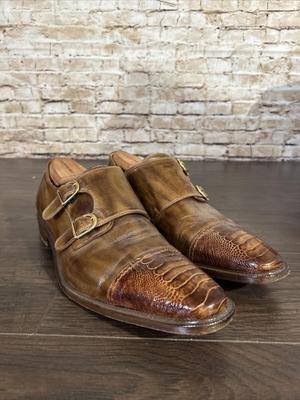 Vero Cuoio Men’s Dress Shoes Leather Double Monk Strap Italy Brown Sz 46 (12.5)