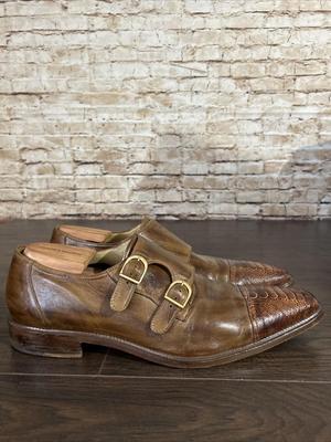 Vero Cuoio Men’s Dress Shoes Leather Double Monk Strap Italy Brown Sz 46 (12.5)
