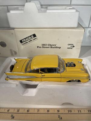 Danbury Mint 1957 Chevy Pro Street Hardtop Yellow Bel Air Diecast 1:24 Drag Car