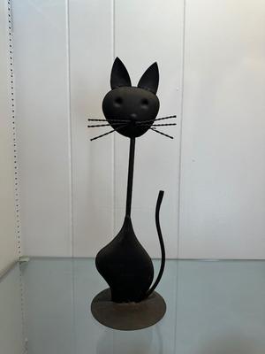 METAL CAT AND CERAMIC BIRD