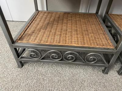 2 PIER 1 IMPORTS, STEEL FRAMED WICKER NIGHT STANDS