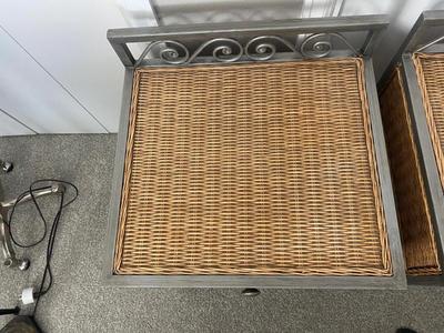 2 PIER 1 IMPORTS, STEEL FRAMED WICKER NIGHT STANDS