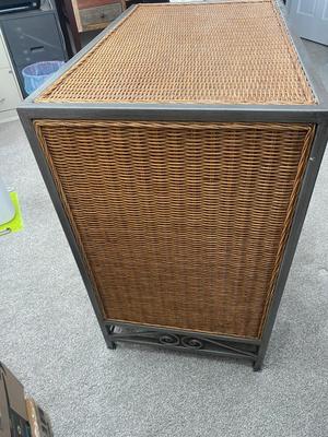PIER 1 IMPORTS, STEEL FRAMED WICKER 3 DRAWER CHEST