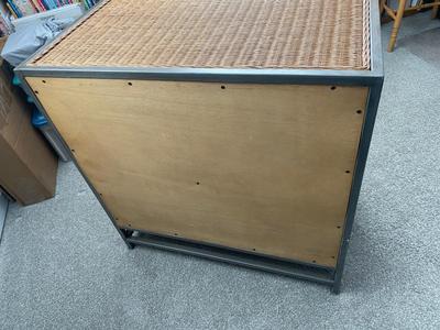 PIER 1 IMPORTS, STEEL FRAMED WICKER 3 DRAWER CHEST