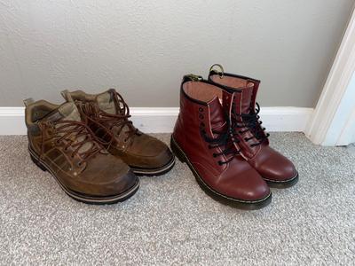 LIKE NEW MEN’S DOC MARTIN BOOTS SIZE 46 AND A PAIR OF SKETCHER’S SHOES SIZE 12