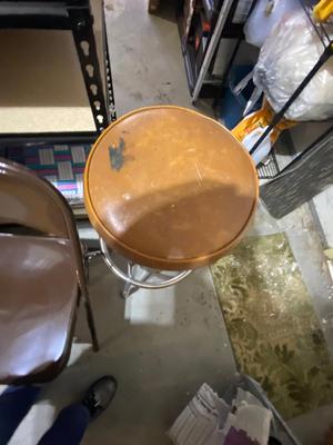 4 LIKE NEW VIRTUE, ALL STEEL FOLDING CHAIRS AND BAR STOOL