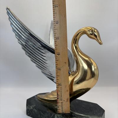 Lot 329: Vintage Swan Hood Ornament Mounted on a Marble Base