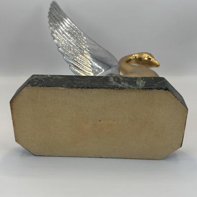 Lot 329: Vintage Swan Hood Ornament Mounted on a Marble Base