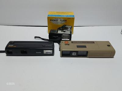 Two Kodak 110 cameras with pocket flash - Star 110 Camera and a Kodak Tele-style lite dual lens pocket camera