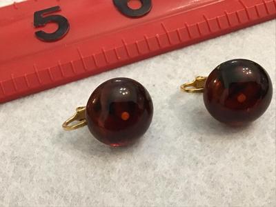 Vintage Faux Amber Button Clip ons