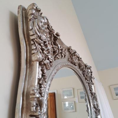Large Silver Italian Baroque-Style Beveled Mirror (PB-SD)
